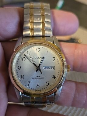 Pulsar Two-Tone Silver and Gold Men's Day-Date Watch